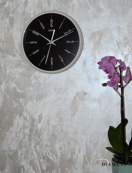 Zegar ścienny SEIKO 30 cm QXA786H Czarny. Zegar na ścianę do salonu Seiko QXA786H .Czarno biały zegar. Czarne dodatki do domu (2).JPG