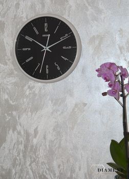Zegar ścienny SEIKO 30 cm QXA786H Czarny. Zegar na ścianę do salonu Seiko QXA786H .Czarno biały zegar. Czarne dodatki do domu (4).JPG