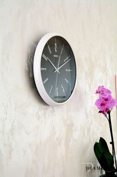Zegar ścienny SEIKO 30 cm QXA786H Czarny. Zegar na ścianę do salonu Seiko QXA786H .Czarno biały zegar. Czarne dodatki do domu (7).JPG