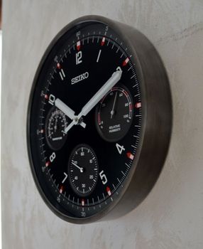 Seiko QXA823K – zegar ścienny z termometrem i higrometrem  Cichy, grafitowy (1).JPG