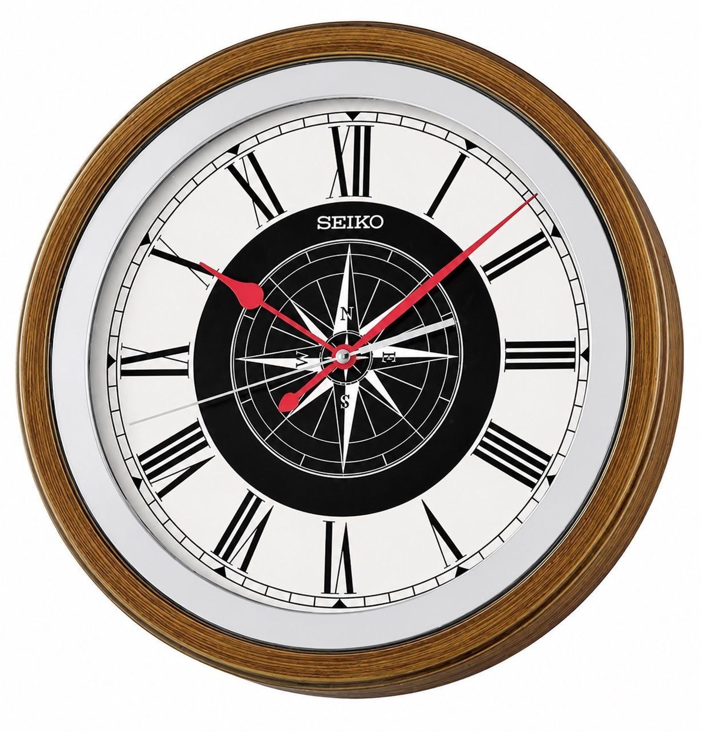 Tytuł Seiko QXA844B – Zegar Ścienny 35 cm z Motywem Róży Wiatrów  Cichy Mechanizm (2).jpg