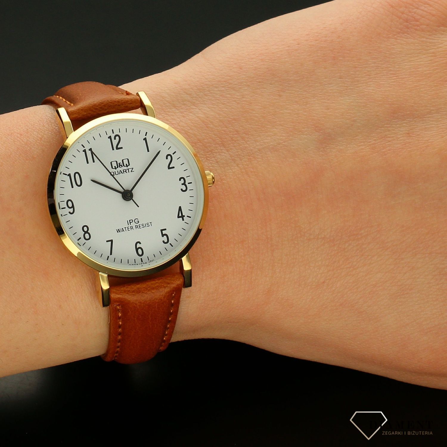 Zegarek damski na brązowym pasku Q&Q CLASSIC QZ03-104 Autoryzowany sklep..jpg