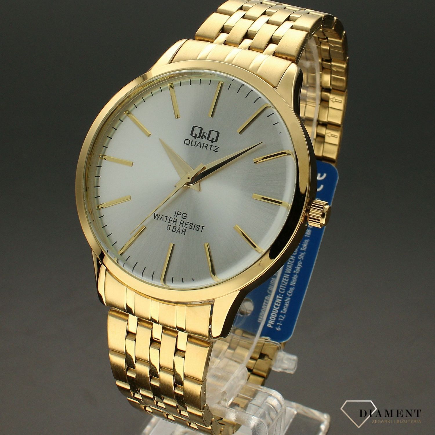 Zegarek męski klasyczny QQ na złotej bransolecie QZ16-001.jpg