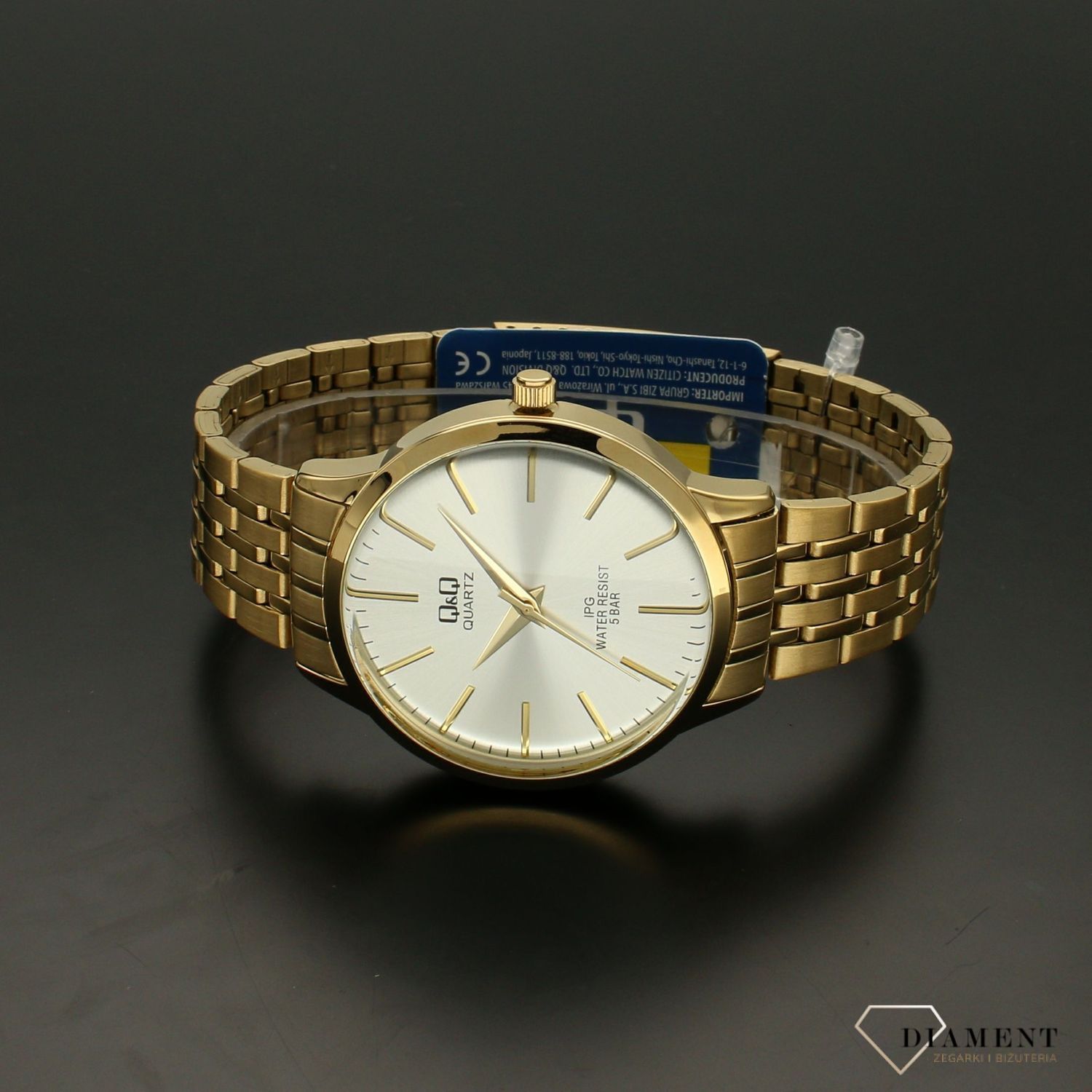 Zegarek męski klasyczny QQ na złotej bransolecie QZ16-001.jpg