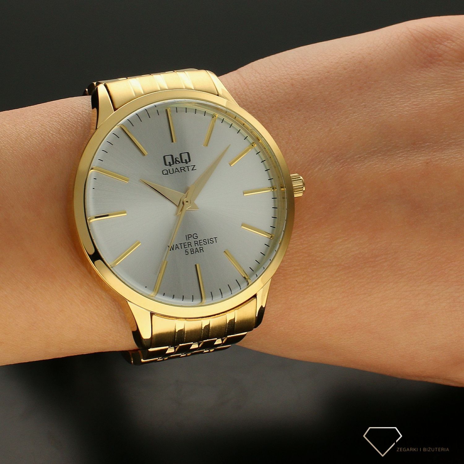 Zegarek męski klasyczny QQ na złotej bransolecie QZ16-001.jpg