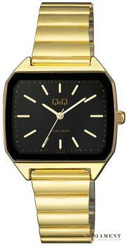 Zegarek damski na złotej bransolecie 'Czarny prostokąt' QZ44-002 ⌚.jpg