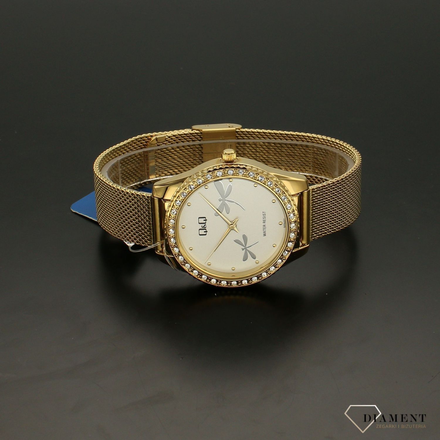 Zegarek damski na złotej bransolecie 'Latające ważki' QZ59-041.jpg