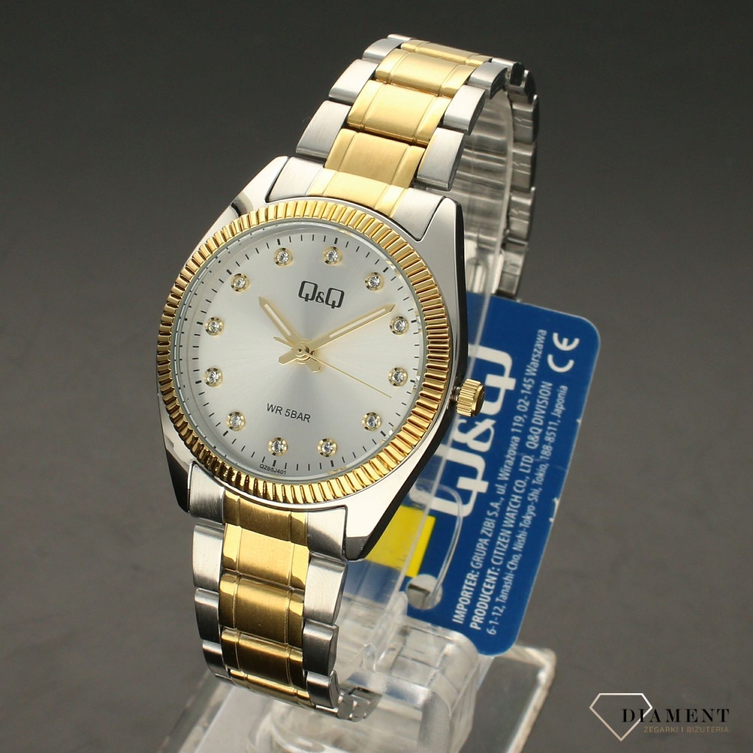Zegarek damski na bransolecie złotej QZ65-401.jpg