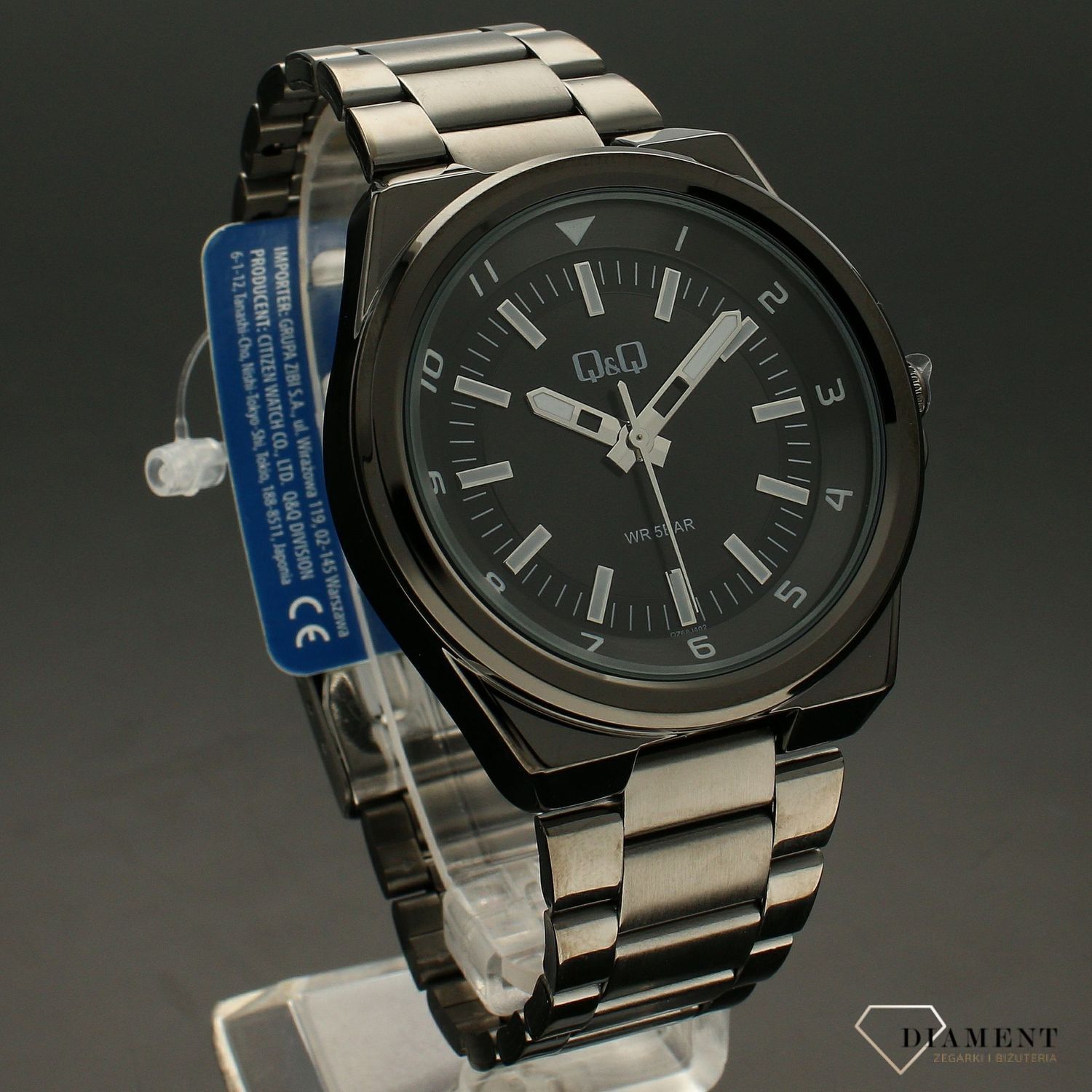 Zegarek męski czarny na bransolecie QQ QZ68-402 ⌚.jpg