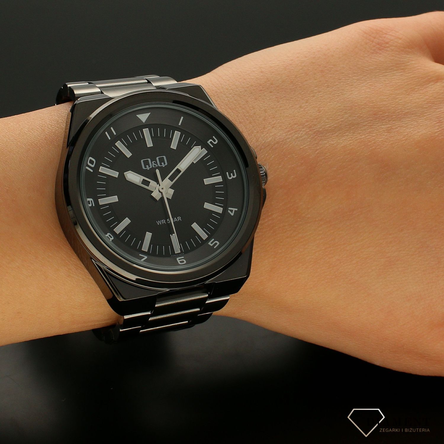 Zegarek męski czarny na bransolecie QQ QZ68-402 ⌚.jpg