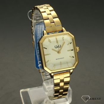 Zegarek damski na bransolecie 'Złoty prostokąt' QZ73-001 w kształcie prostokątnym z bransoletą typu mech ⌚  (1).jpg