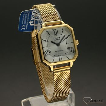 Zegarek damski na bransolecie 'Złoty prostokąt' QZ73-007 w kształcie prostokątnym z bransoletą typu mech ⌚  (1).jpg