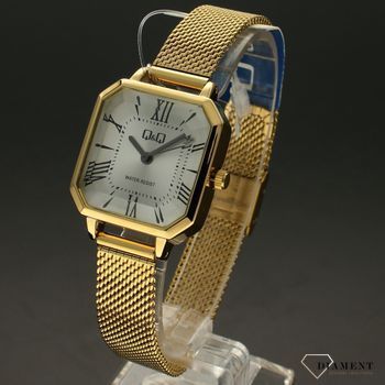 Zegarek damski na bransolecie 'Złoty prostokąt' QZ73-007 w kształcie prostokątnym z bransoletą typu mech ⌚  (2).jpg