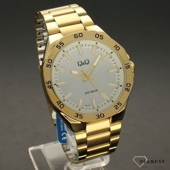 Zegarek męski QQ na złotej bransolecie QZ82-001⌚ Zegarki męskie z bransoletą✓ (1).jpg