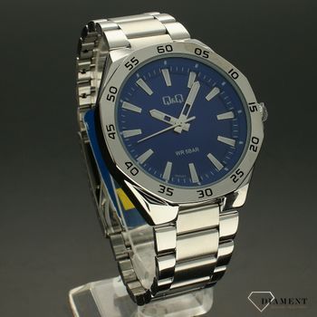 Zegarek męski QQ na bransoletce z niebieską tarczą QZ82-202 ⌚ Zegarki męskie z bransoletą✓ (1).jpg