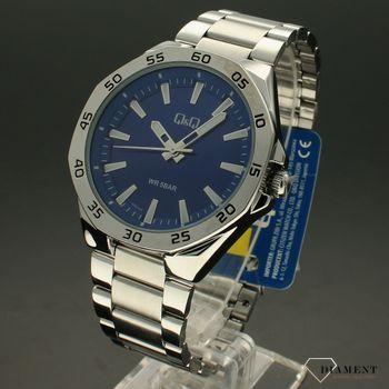 Zegarek męski QQ na bransoletce z niebieską tarczą QZ82-202 ⌚ Zegarki męskie z bransoletą✓ (5).jpg
