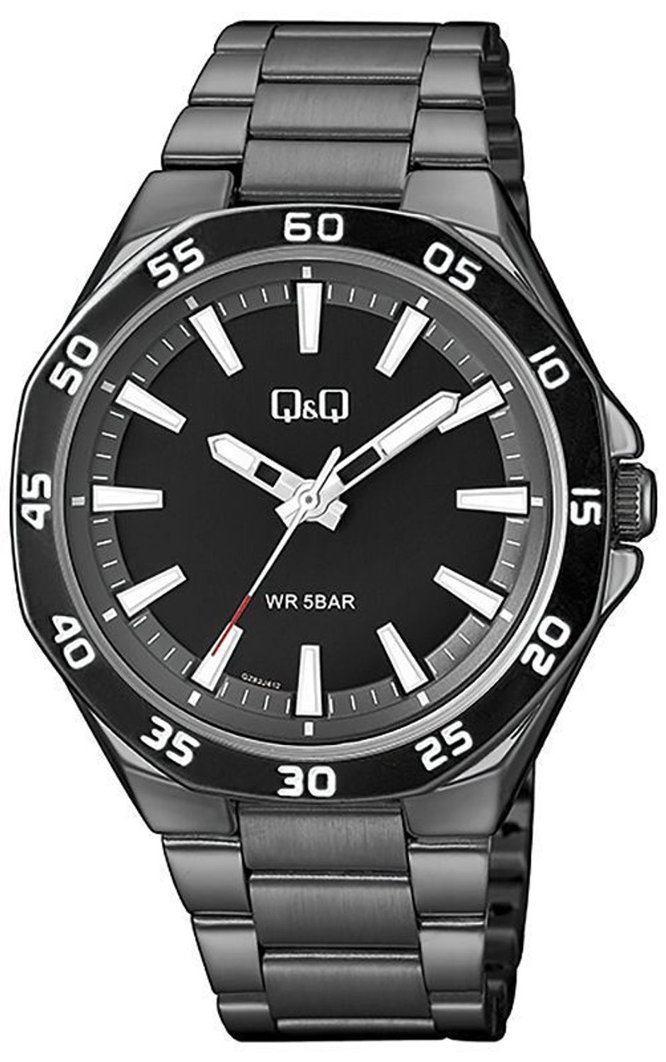 Zegarek męski na czarnej bransolecie QZ82-412.jpg