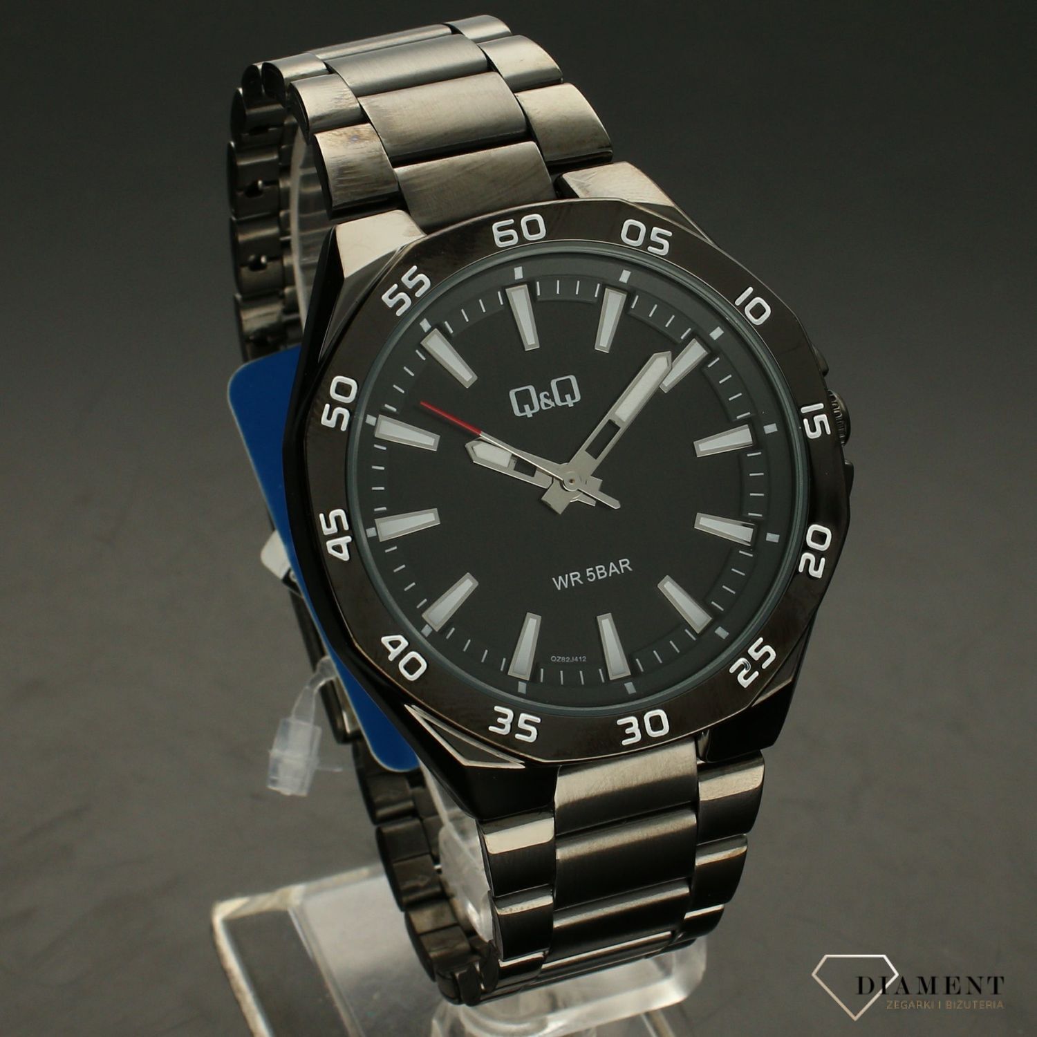 Zegarek męski na czarnej bransolecie QZ82-412.jpg