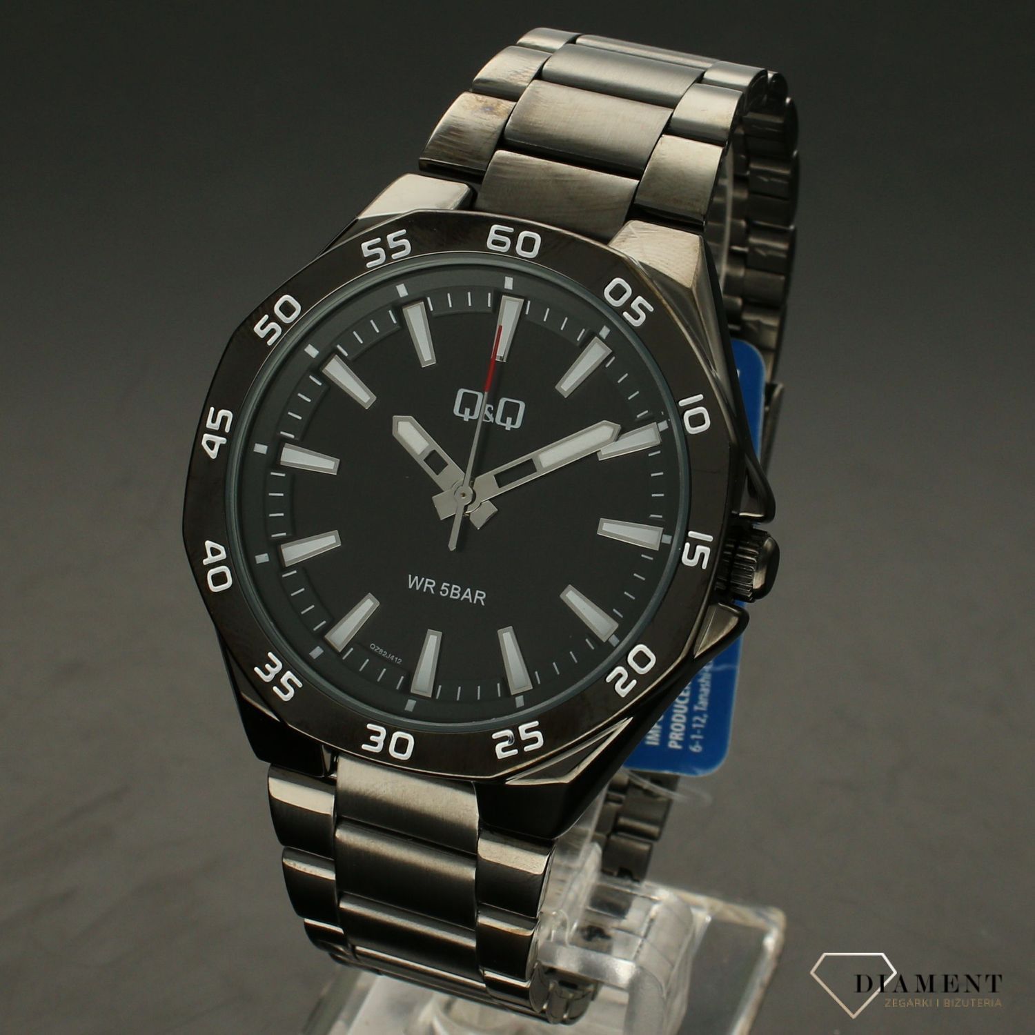 Zegarek męski na czarnej bransolecie QZ82-412.jpg