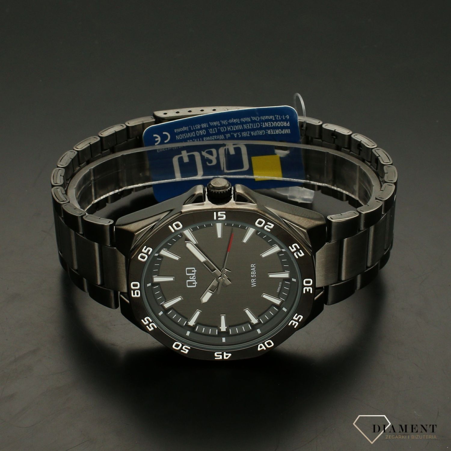 Zegarek męski na czarnej bransolecie QZ82-412.jpg