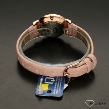 Zegarek damski na różowym pasku skórzanym QQ QZ87-101 ⌚  (4).jpg