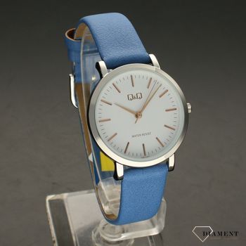 Zegarek damski na niebieskim pasku z elementami złotymi QZ87-301 ⌚ Zegarki damskie  (1).jpg