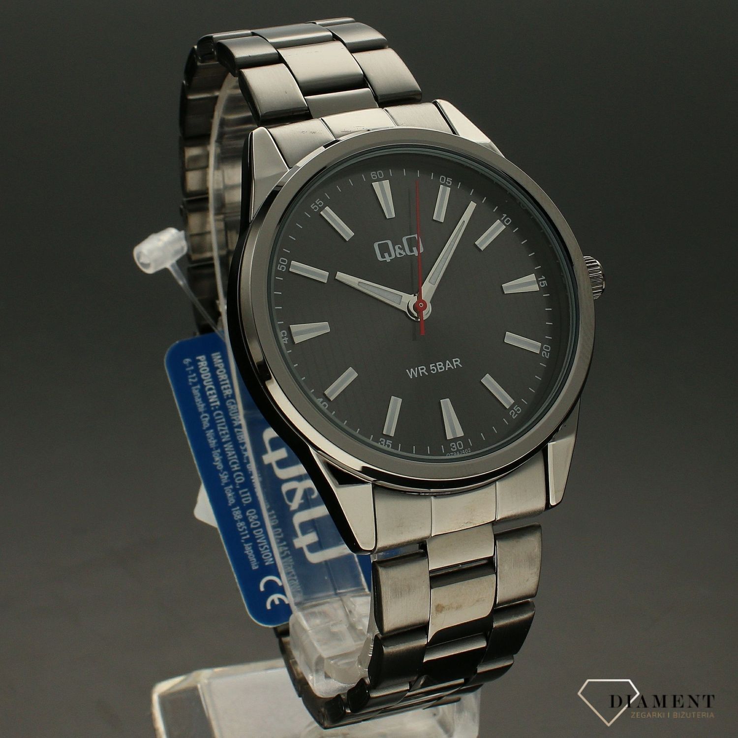 Zegarek męski czarny na bransolecie QQ QZ94-402.webp