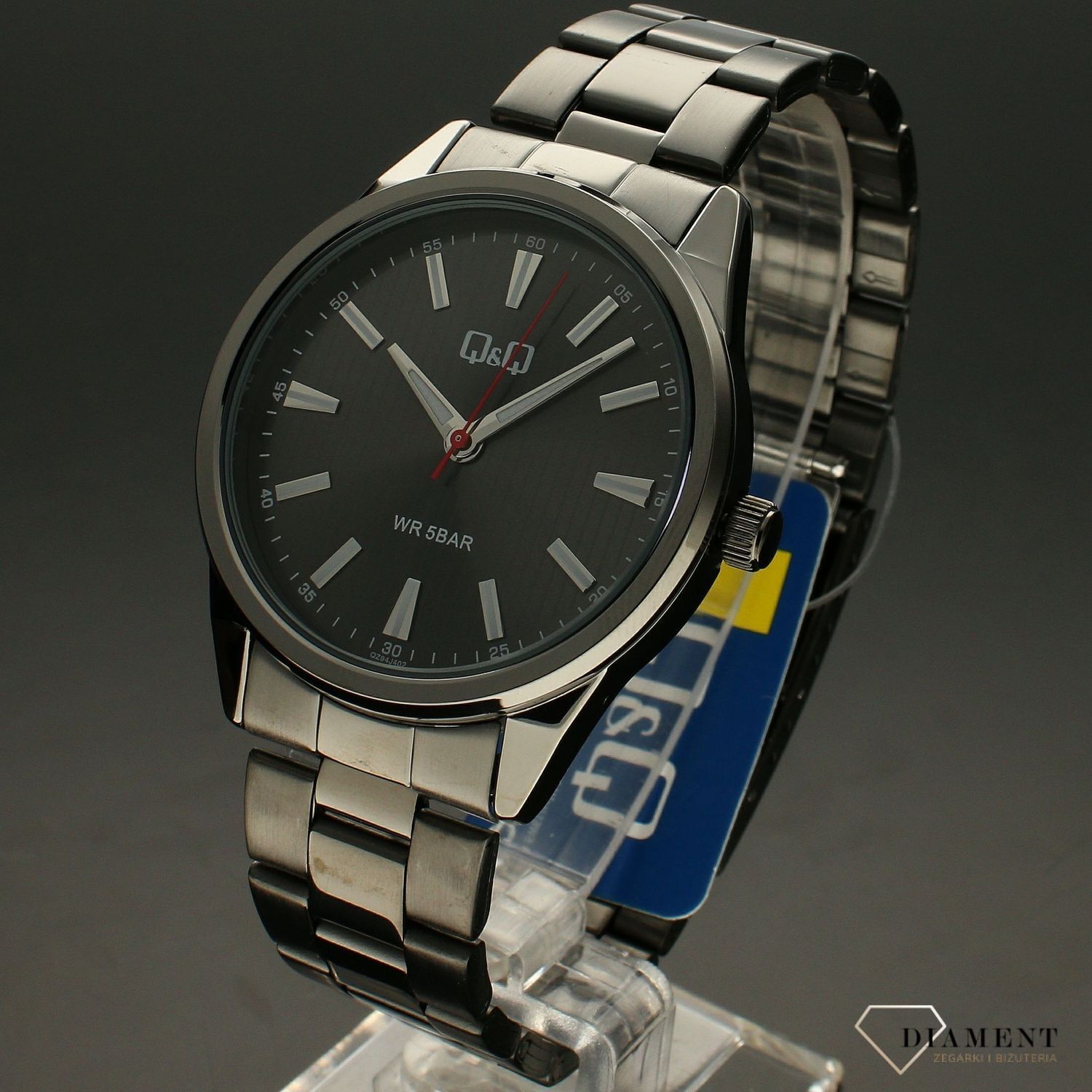 Zegarek męski czarny na bransolecie QQ QZ94-402.webp