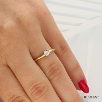 Pierścionek złoty DIAMENT żółte złoto, jeden diament w białym złocie, zaręczynowy R-3924.jpg