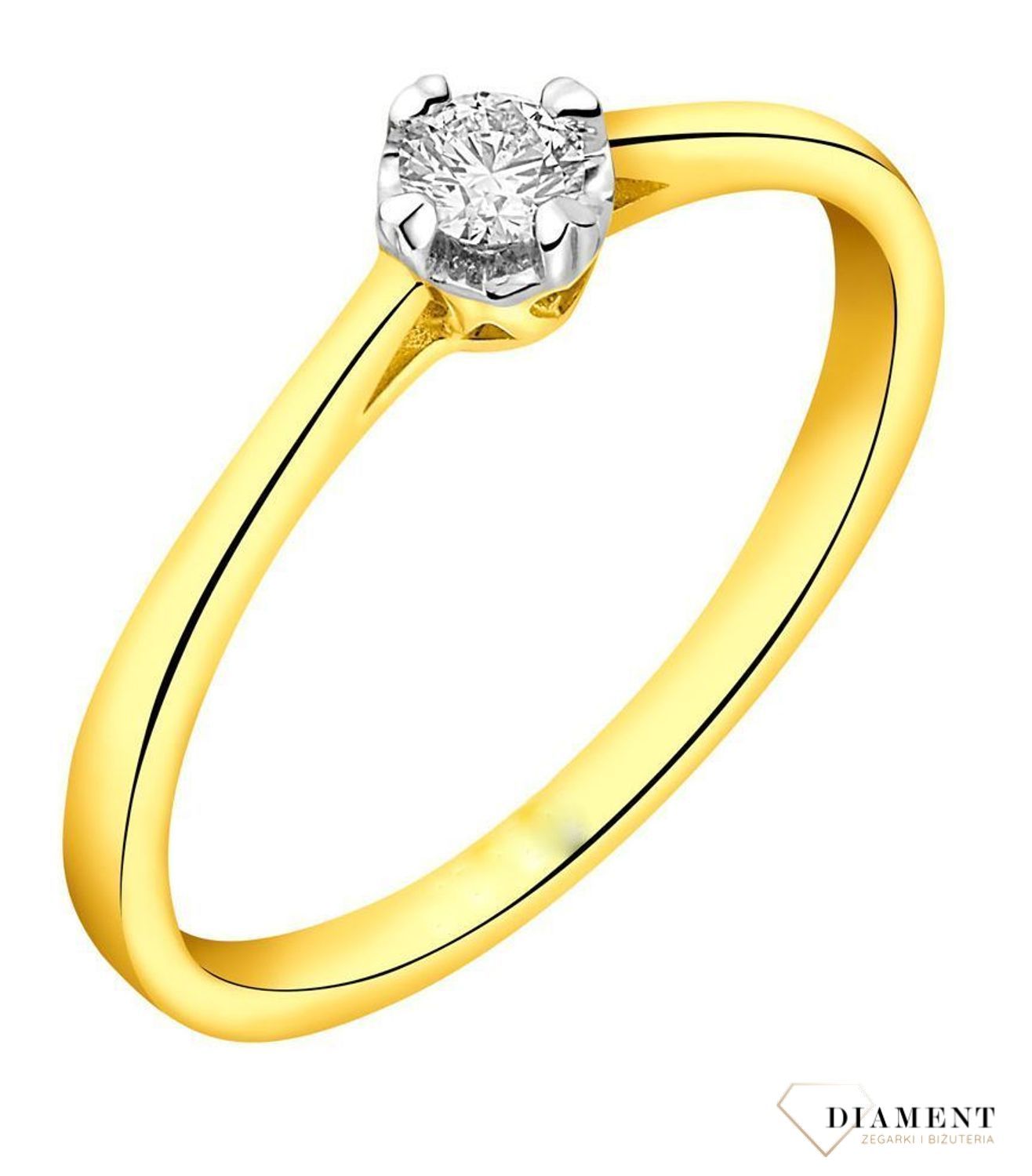 Pierścionek z żółtego złota z brylantem - serce.jpg