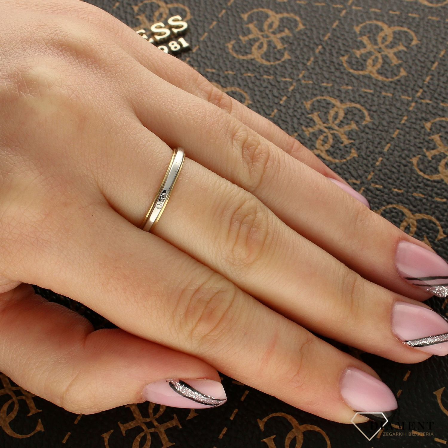 Pierścionek białe i żółte złoto z Diamentem 585 DIAMENT R10463TT (1).jpg