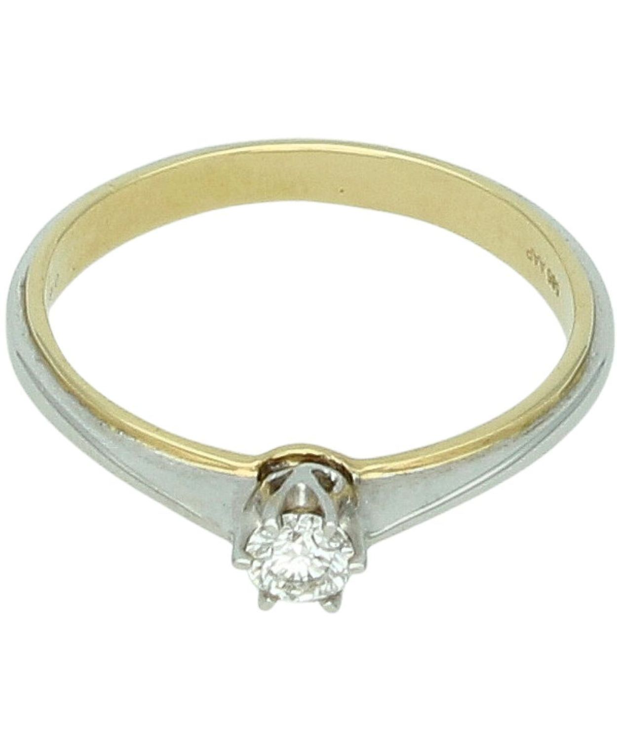 Złoty pierścionek zaręczynowy 585 – Białe i Żółte Złoto z Brylantem 0,18 ct  Rozmiar 16.jpg