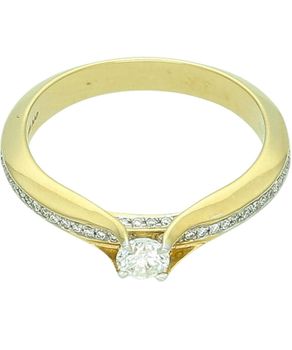 Złoty pierścionek zaręczynowy 585 „Wysadzana obrączka” – 39 diamentów, żółte złoto, rozmiar 16.jpg