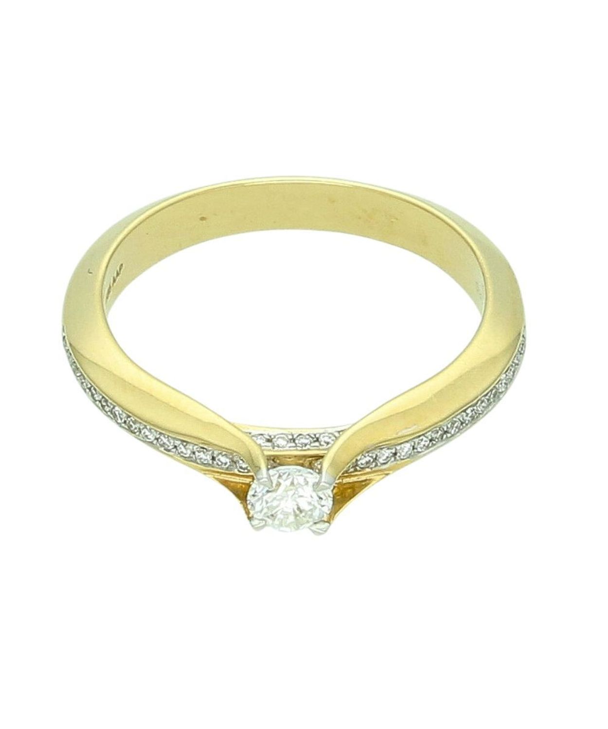 Złoty pierścionek zaręczynowy 585 „Wysadzana obrączka” – 39 diamentów, żółte złoto, rozmiar 16.jpg