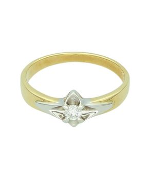 Złoty pierścionek zaręczynowy z brylantem 0,15 ct –  żółte złoto, rozmiar 17 Au.jpg