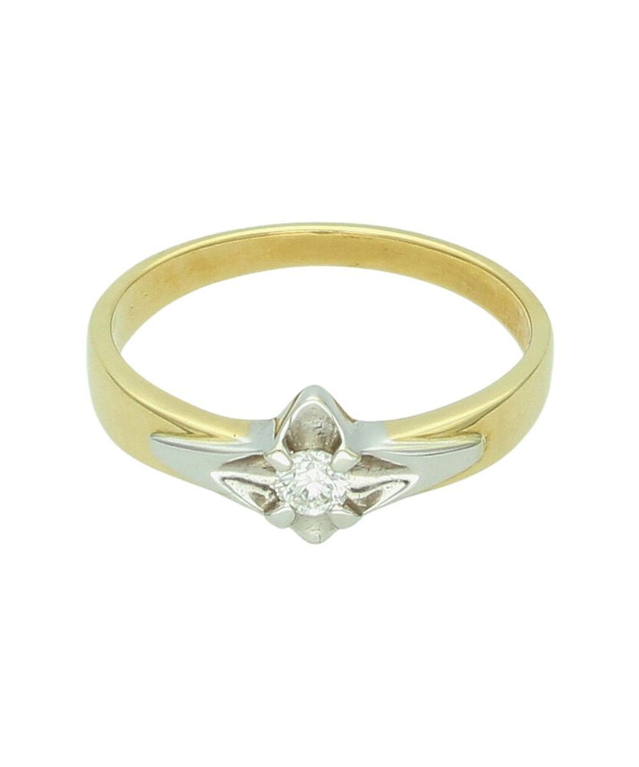 Złoty pierścionek zaręczynowy z brylantem 0,15 ct –  żółte złoto, rozmiar 17.jpg