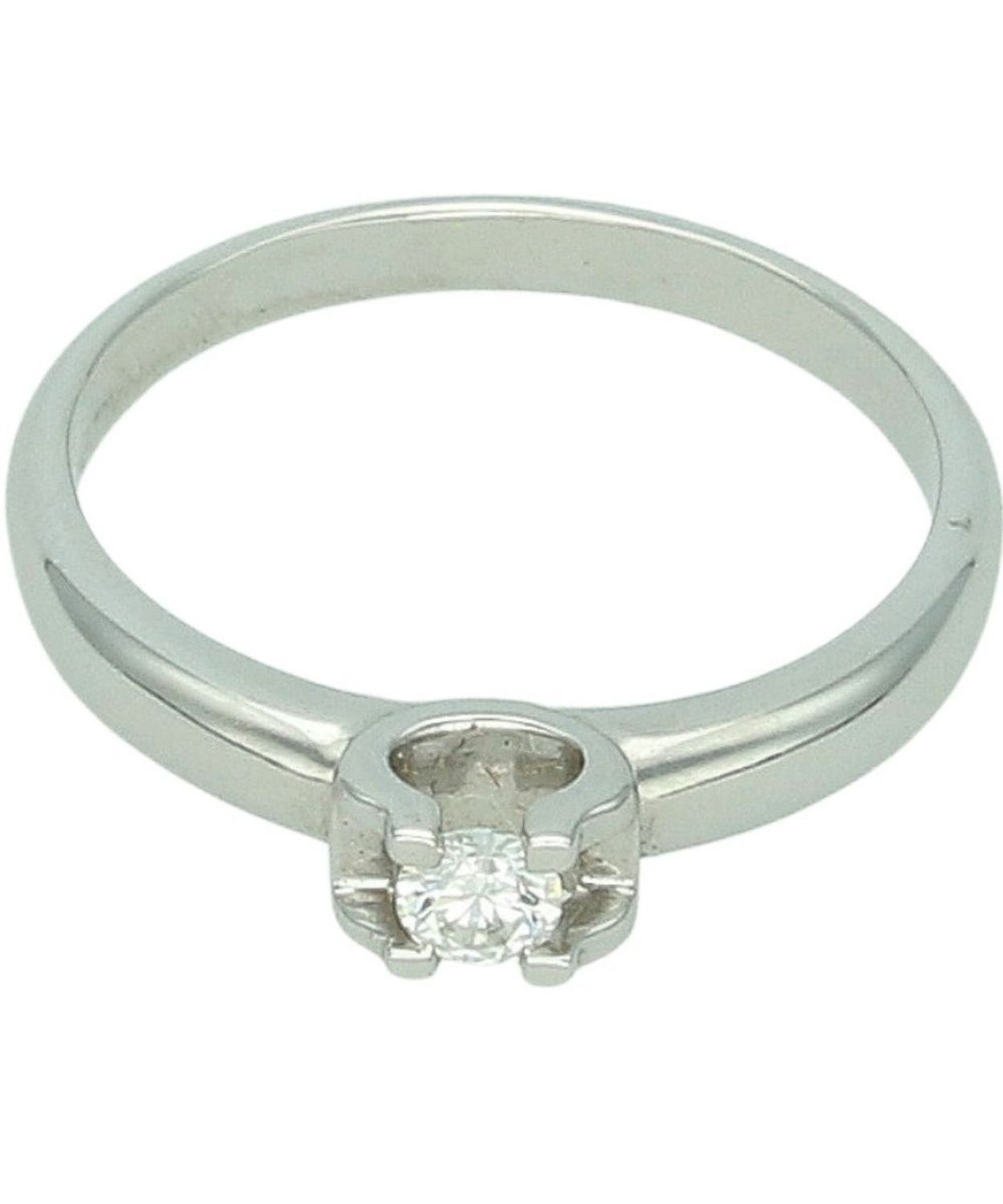 Złoty pierścionek zaręczynowy z diamentem 0,15 ct – białe złoto, rozmiar 15 Au.jpg