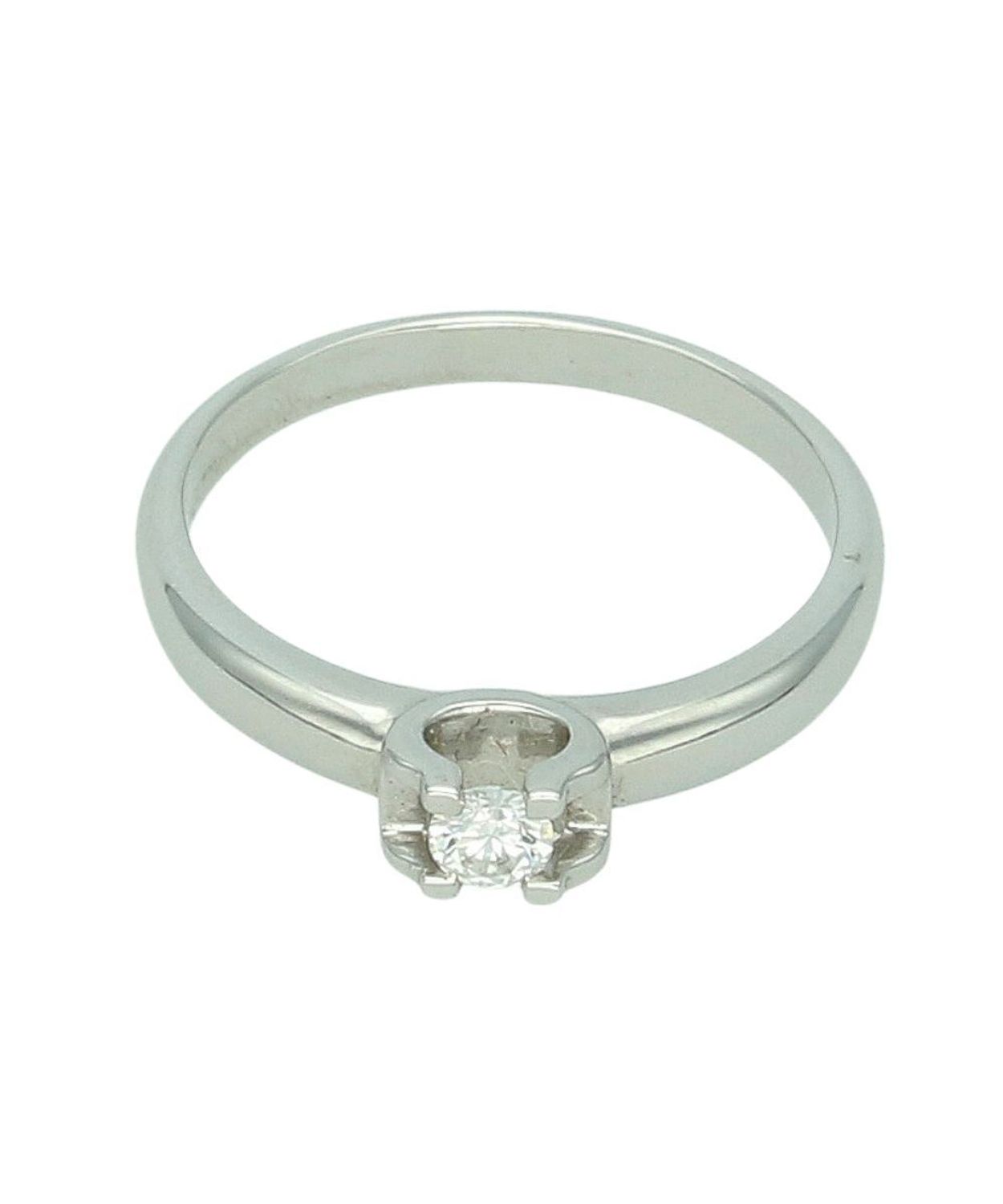 Złoty pierścionek zaręczynowy z diamentem 0,15 ct – białe złoto, rozmiar 15 Au.jpg