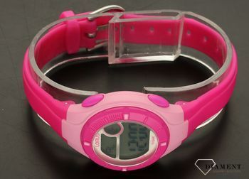 Zegarek dla dziewczynki Lorus Kids Różowy elektroniczny R2349PX9. Mechanizm japoński w zegarku Lorus mieści się w wytrzymałej kopercie koloru różowego. W zegarku zastosowano pasek z wytrzymałego tworzywa sztucznego. Zegarek  (4).jpg