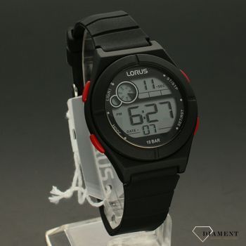 Zegarek ⌚ dla dziecka 🙋‍♂️ Lorus to sportowy zegarek do pływania na czarnym, gumowym pasku R2363NX9 (1).jpg