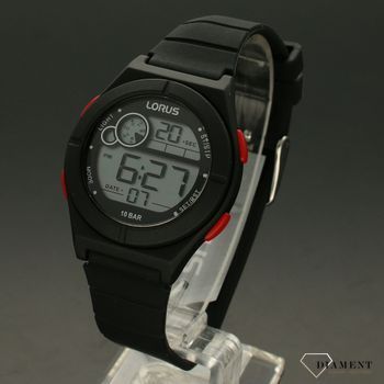 Zegarek ⌚ dla dziecka 🙋‍♂️ Lorus to sportowy zegarek do pływania na czarnym, gumowym pasku R2363NX9 (2).jpg