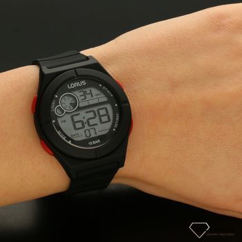 Zegarek ⌚ dla dziecka 🙋‍♂️ Lorus to sportowy zegarek do pływania na czarnym, gumowym pasku R2363NX9 (5).jpg