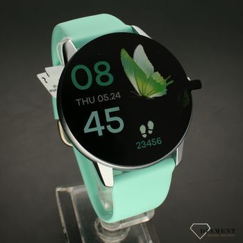 Smartwatch Damski miętowy R3-Srebrny-Turkus Sportowy Krokomierz  Powiadomienia Monitoring snu (1).jpg