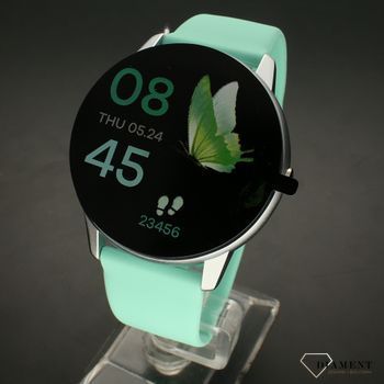 Smartwatch Damski miętowy R3-Srebrny-Turkus Sportowy Krokomierz  Powiadomienia Monitoring snu (2).jpg