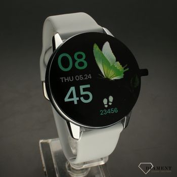 Smartwatch Damski miętowy R3-Szary Sportowy Krokomierz  Powiadomienia Monitoring snu Ciśnienie (1).jpg