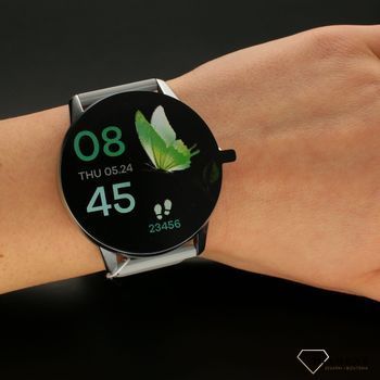 Smartwatch Damski miętowy R3-Szary Sportowy Krokomierz  Powiadomienia Monitoring snu Ciśnienie (5).jpg