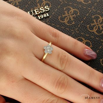 Złoty pierścionek Kwiatek wysadzany Diamentami  585 DIAMENT R32203Y.jpg