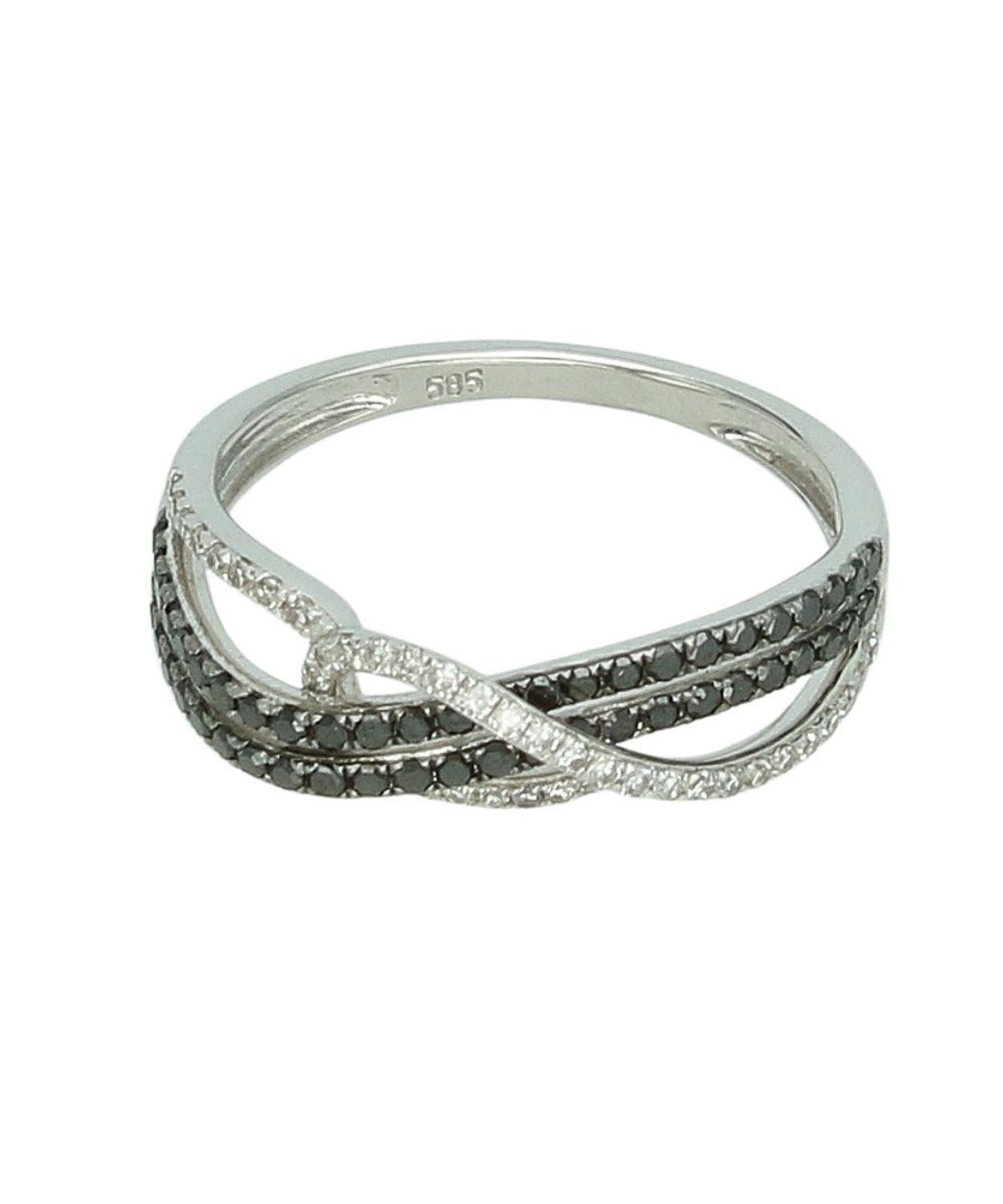 Pierścionek z białego złota 585 z czarnymi i białymi diamentami 0,51 ct – 90 brylantów - rozmiar 15.jpg