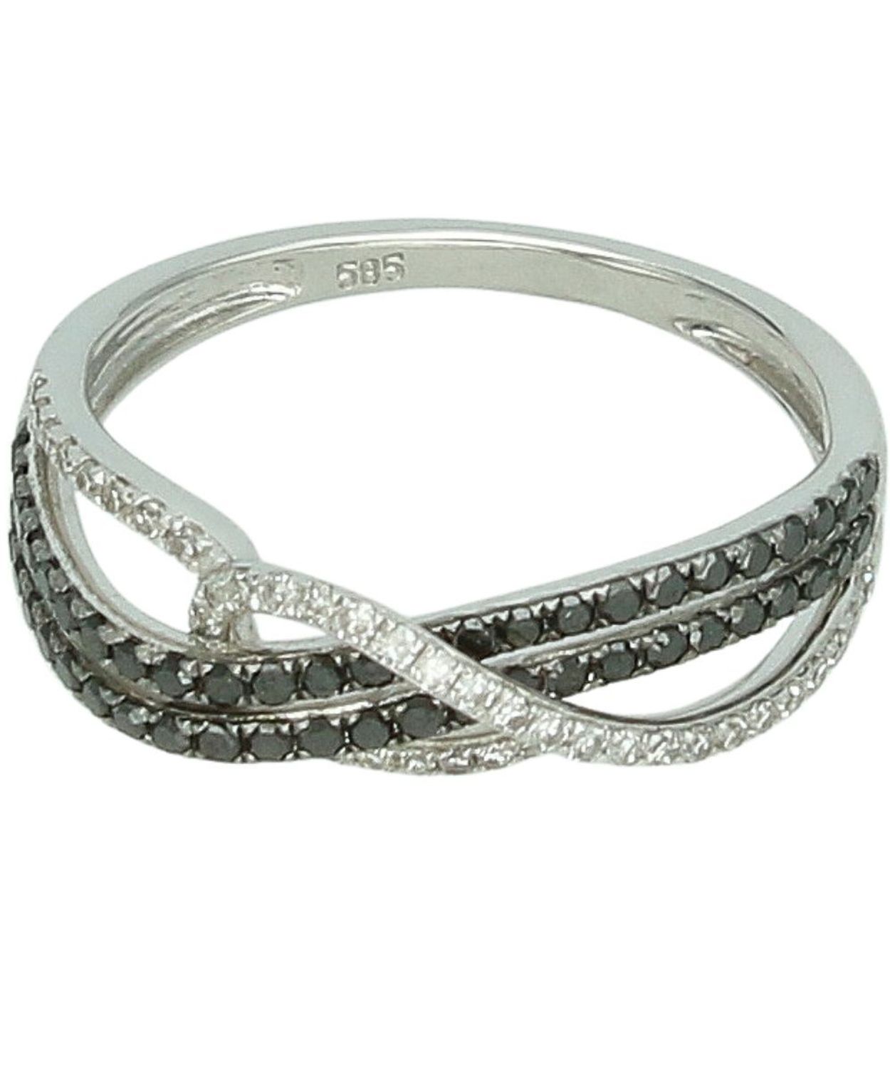 Pierścionek z białego złota 585 z czarnymi i białymi diamentami 0,51 ct – 90 brylantów - rozmiar 15.jpg