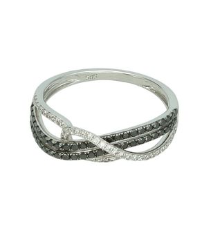 Pierścionek z białego złota 585 z czarnymi i białymi diamentami 0,51 ct – 90 brylantów - rozmiar 15 Au.jpg